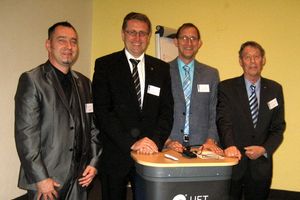Referenten (von rechts nach links): Prof. Hansjörg Brombach, Dr. Gebhard Weiß, Tilo Sahlbach, Daniel Lübke
